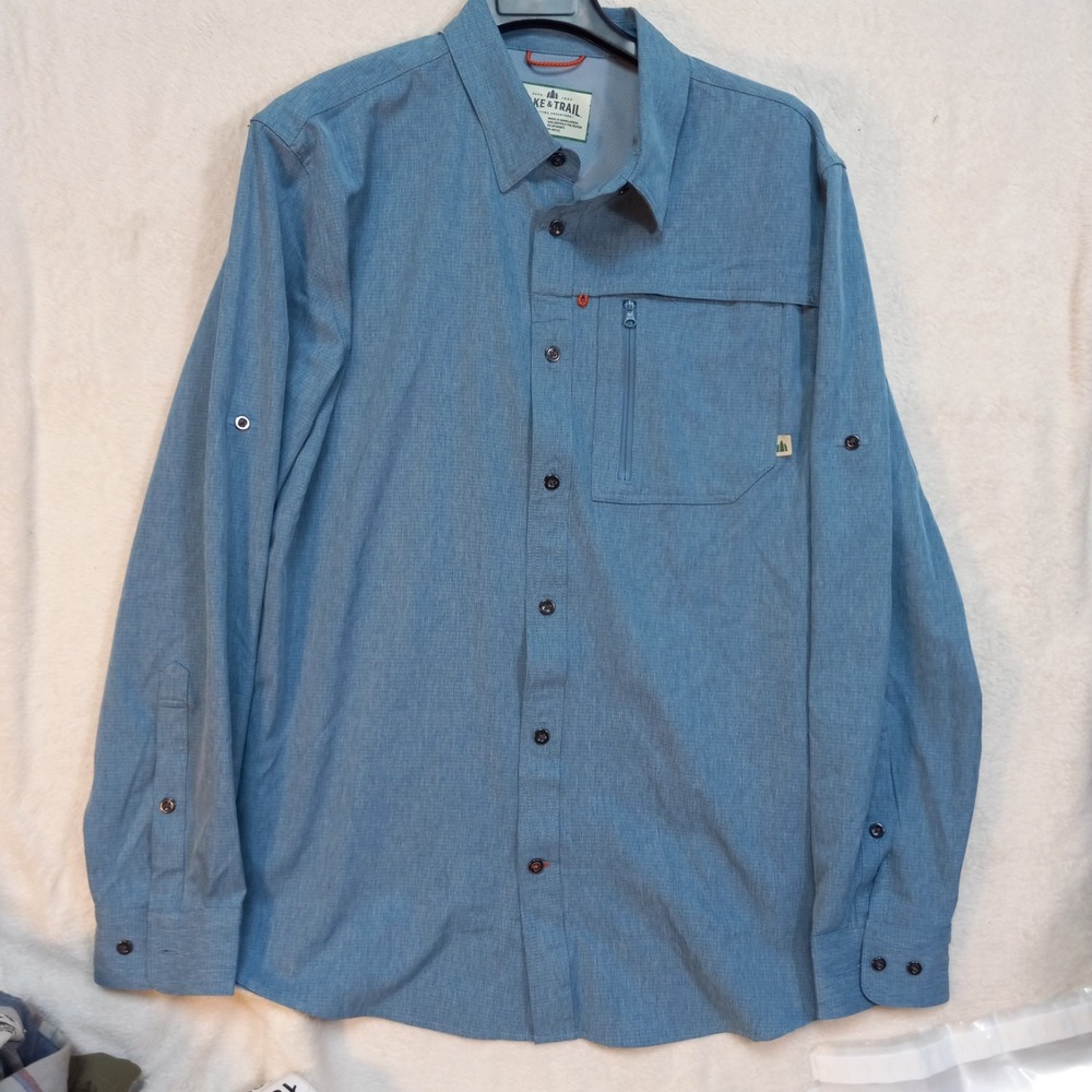Lake & Trail Men's Long Sleeve Active Wear Shirt Size M FISHING HIKING FLEXWEAR